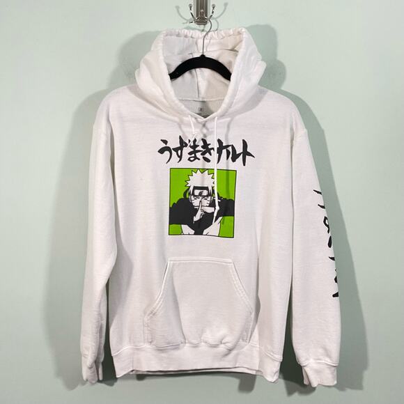 Naruto Shippuden Men's White Graphics Pullover Hoodie Size S - Picture 1 of 9